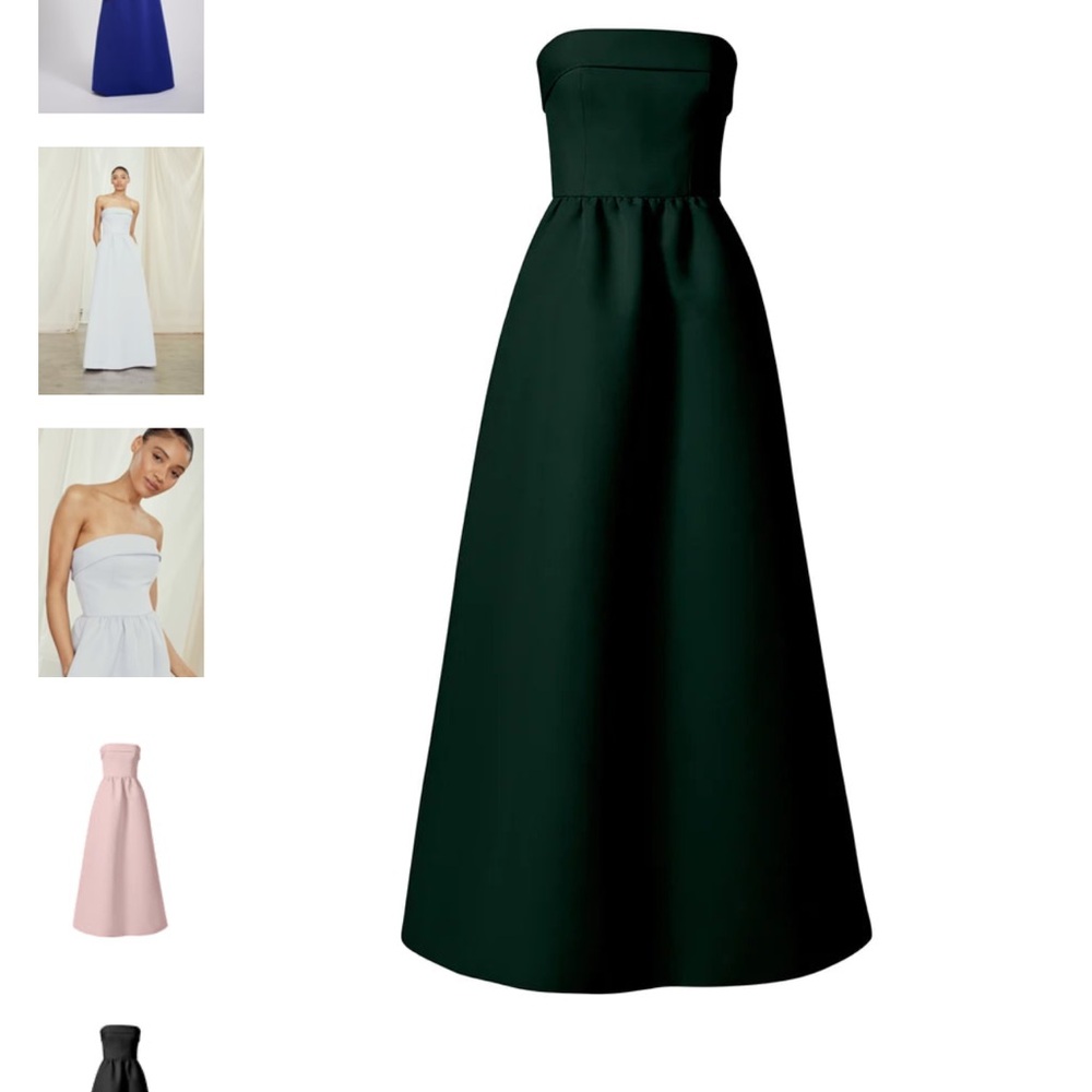 Amsale Strapless Maxi Rene Dress in Hunter Green